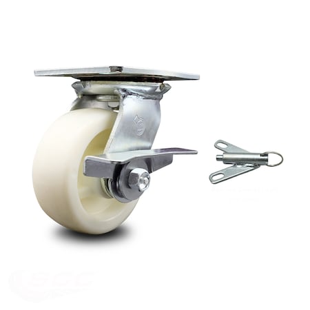 5 Inch Nylon Caster With Roller Bearing And Brake/Swivel Lock